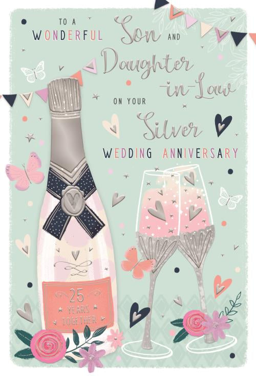 Son & Daughter in Law Silver Anniversary Card