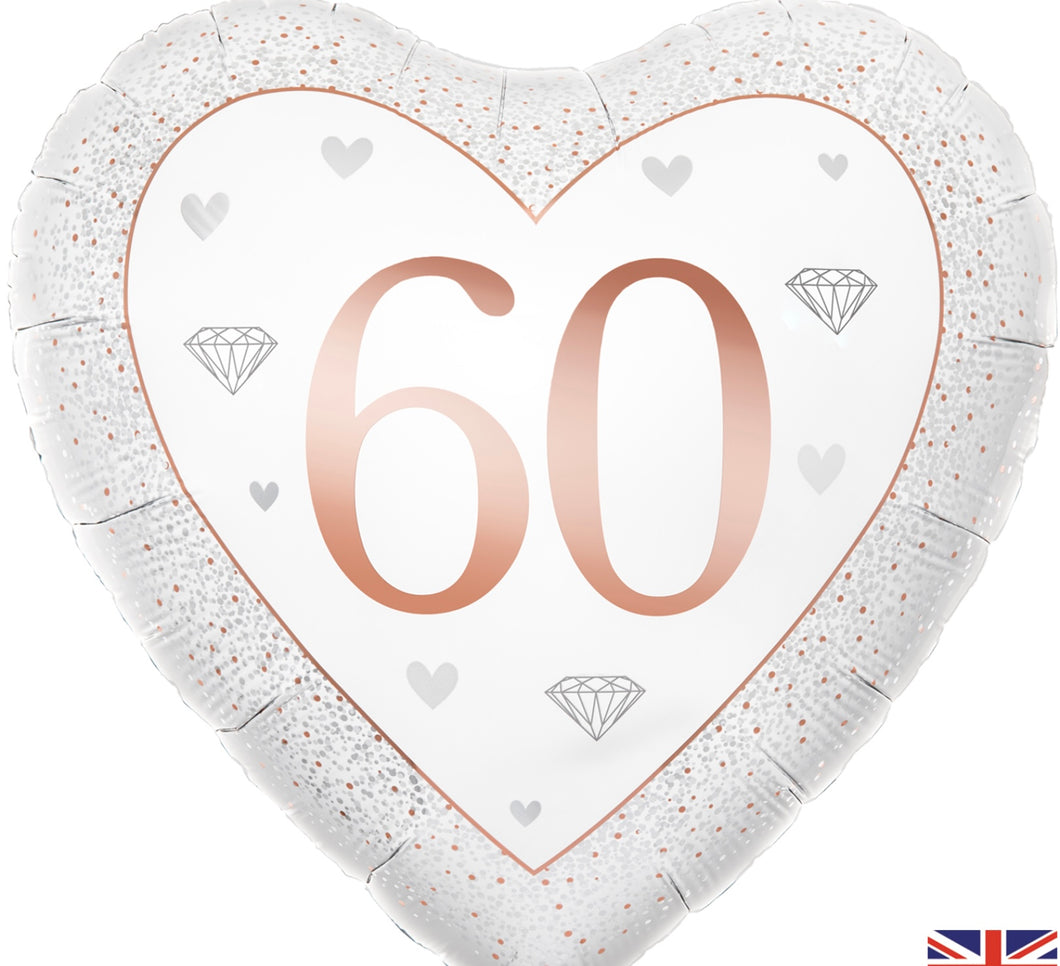 18” Happy 60th Anniversary Heart Diamond