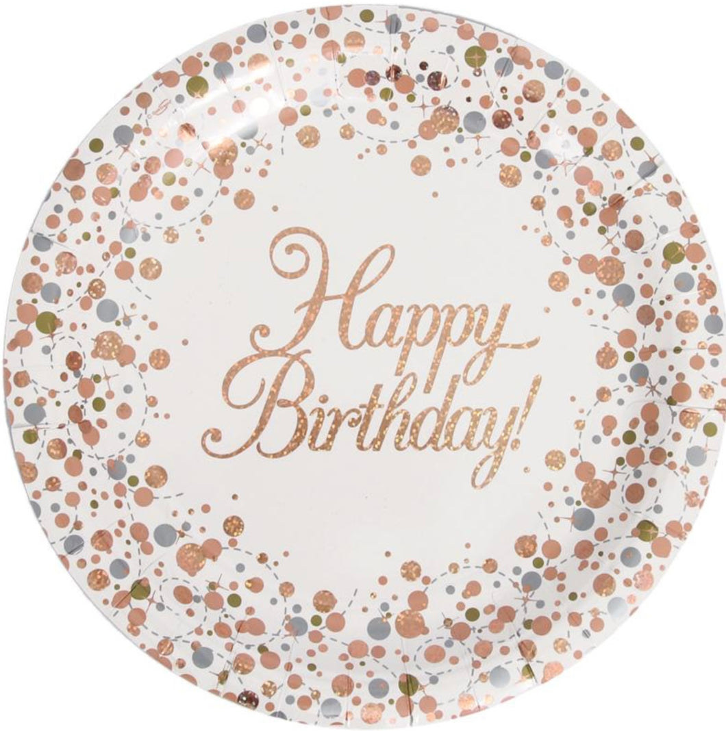 18” Happy Birthday Rose Gold, White Foil