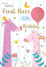 Load image into Gallery viewer, Great Niece 3 Birthday Card
