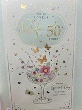 Load image into Gallery viewer, Wife 50th Birthday Card - Larger Size
