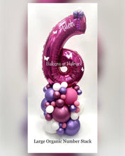 Load image into Gallery viewer, Organic Balloon Stack Topped With Personalised Large Number
