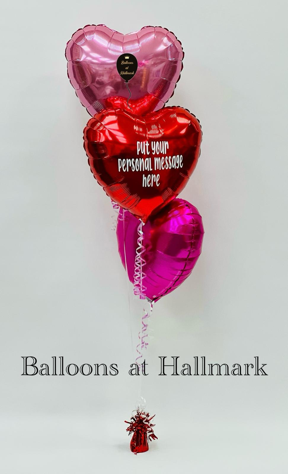 Personalised Set of 3 Foil Balloons - Hearts or Stars