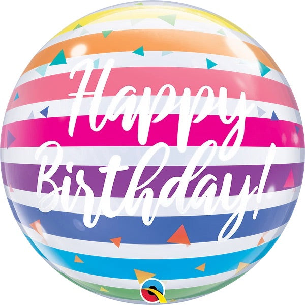 Rainbow Stripes Bubble Helium Balloon