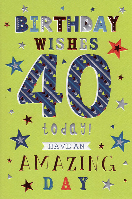 40th Birthday Card - Colourful Giddy Up Design