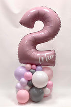 Load image into Gallery viewer, Organic Balloon Stack Topped With Personalised Large Number
