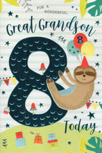 Load image into Gallery viewer, Great Grandson 8 Birthday Card
