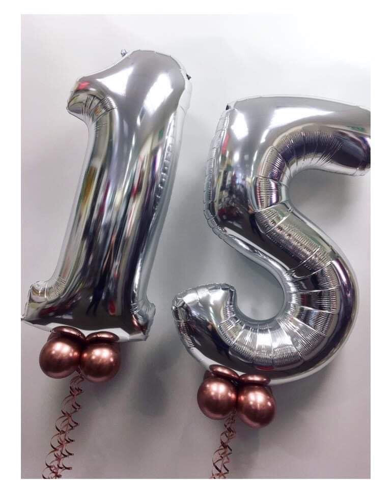 Large Silver Number Balloon - Choose Required Number