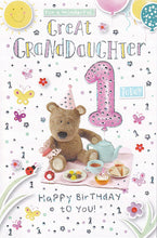 Load image into Gallery viewer, Great Granddaughter 1st Birthday Card
