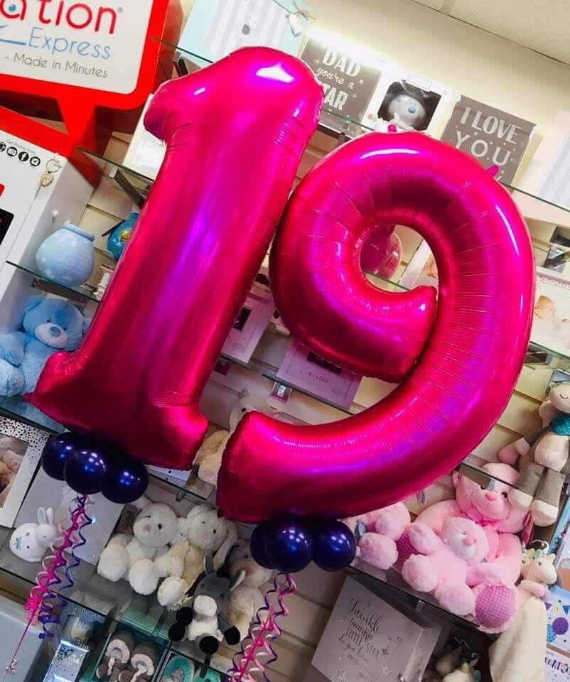 Large Magenta Number Balloon - Choose Required Number