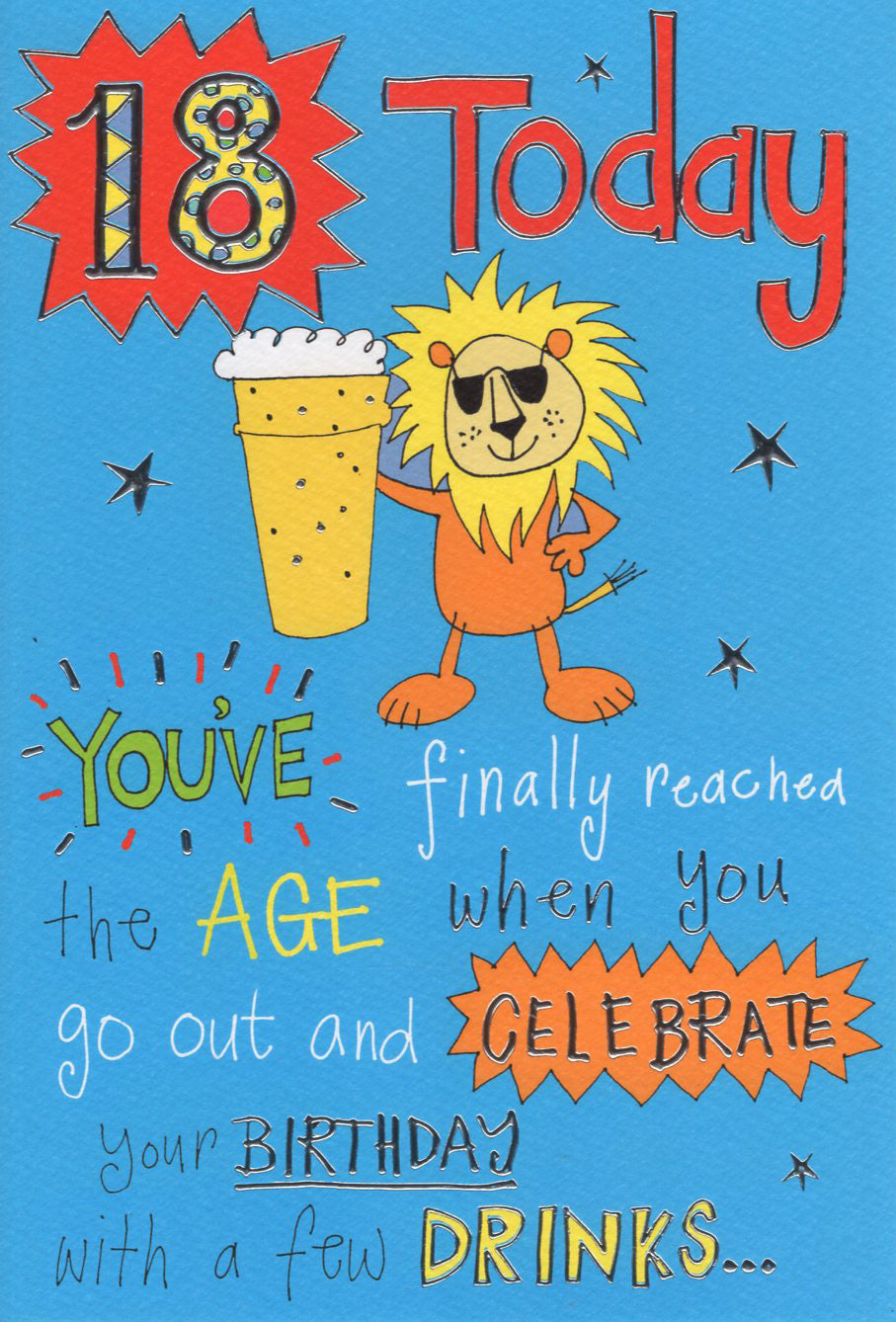 Male 18 Birthday Card - Humorous Design