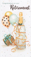 Load image into Gallery viewer, Retirement Card - Champagne Bottle &amp; Balloons
