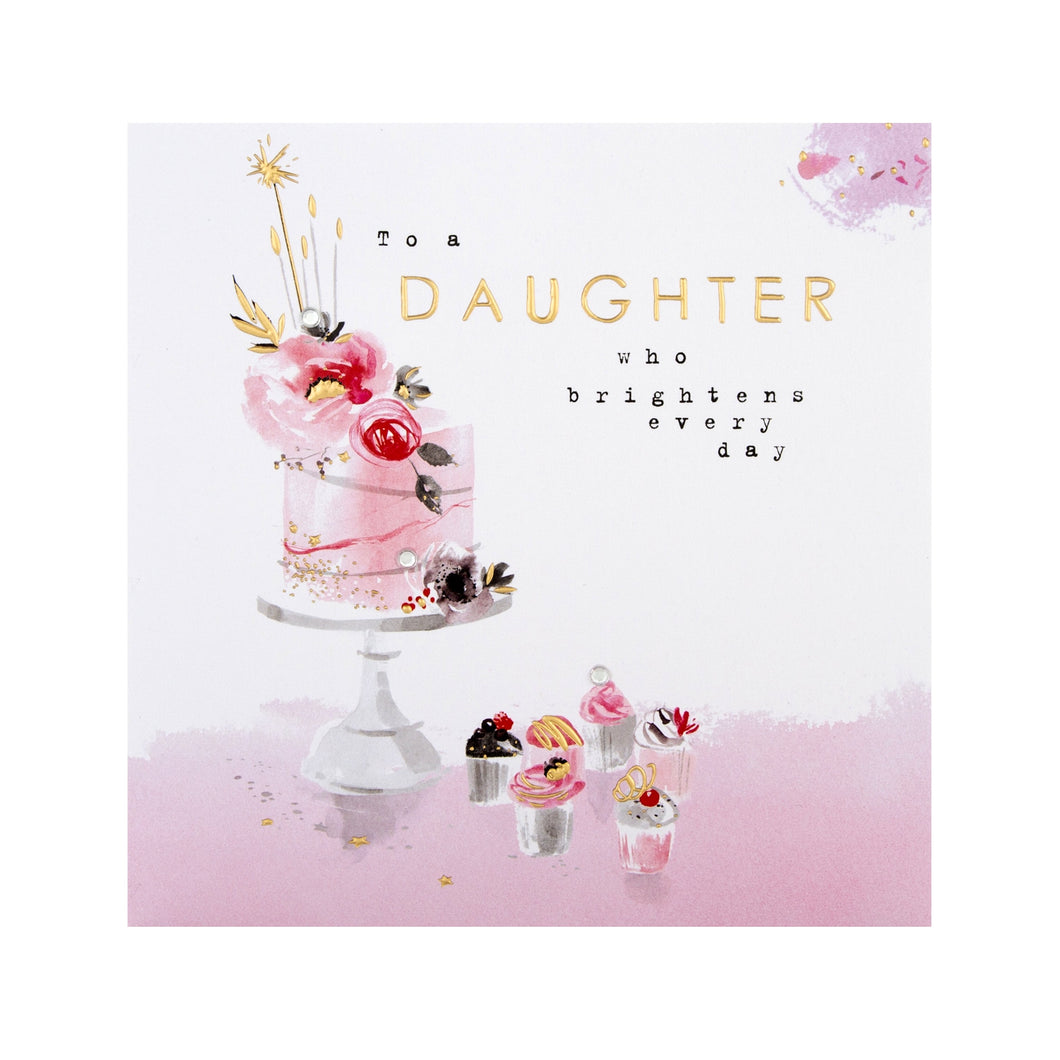 Daughter Birthday Card - Contemporary Cake Design