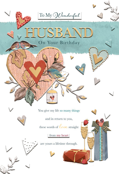 Husband Birthday Card - Lovebirds Design