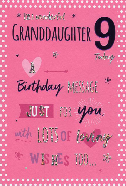 Granddaughter 9 Birthday Card