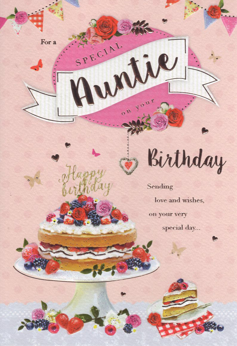Auntie Birthday Card - Contemporary Cake Design