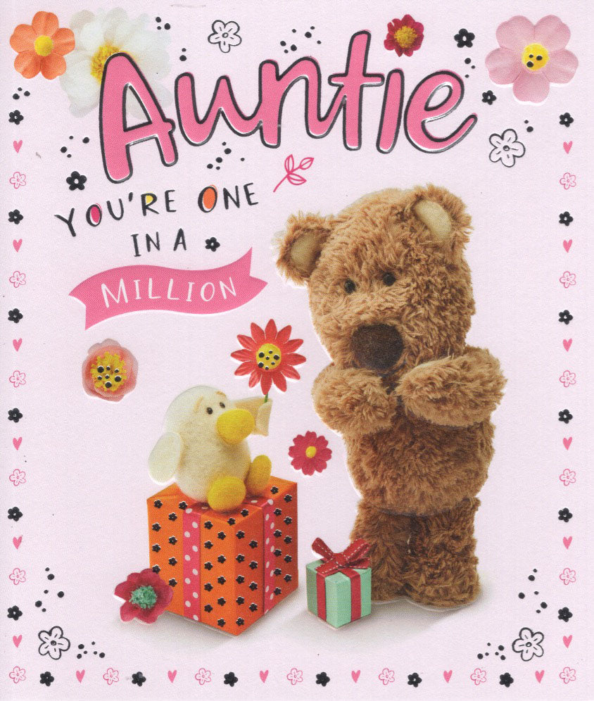 Auntie Birthday Card - Cute Barley Bear Design