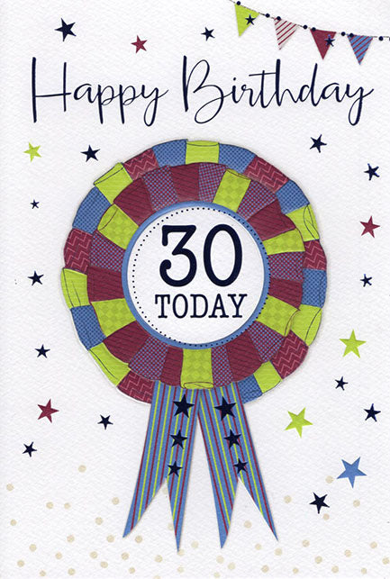 30th Birthday Card - Contemporary Rosette Design