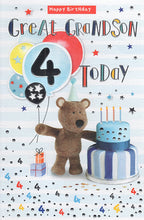 Load image into Gallery viewer, Great Grandson 4 Birthday Card
