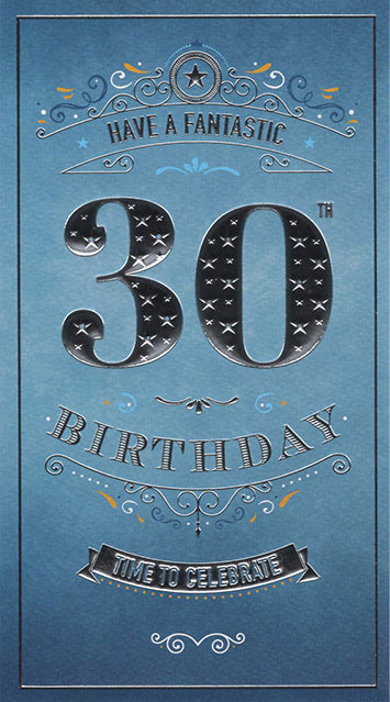 30th Birthday Card - Contemporary Design