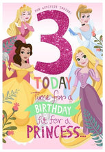 Load image into Gallery viewer, Disney Princess Age 3 Birthday Card
