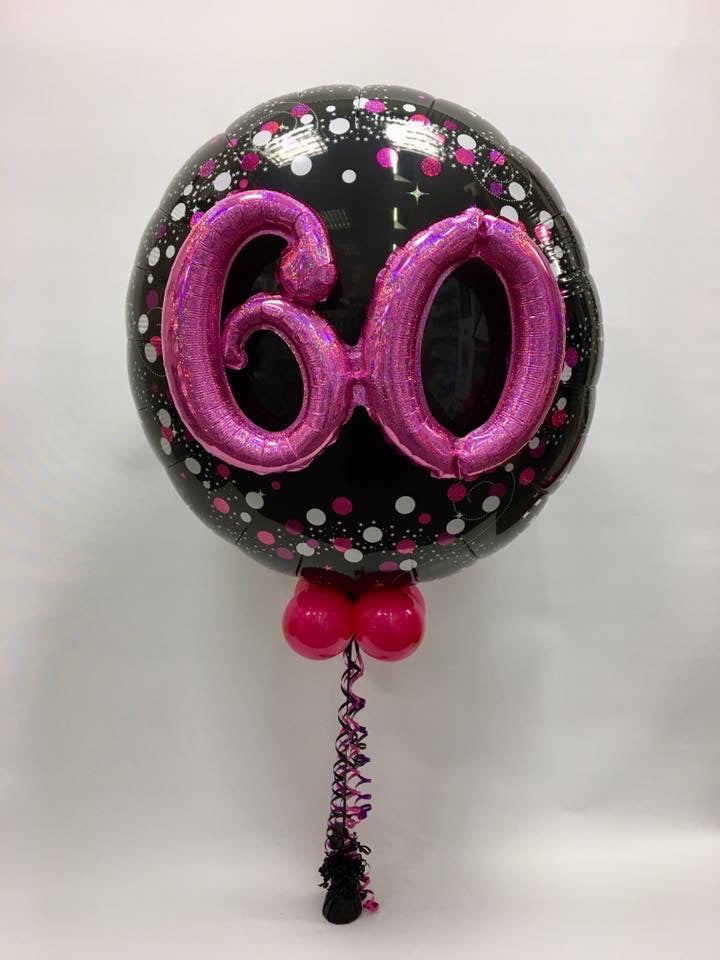 Jumbo 3D Balloon Pink & Black - Choose Age Required