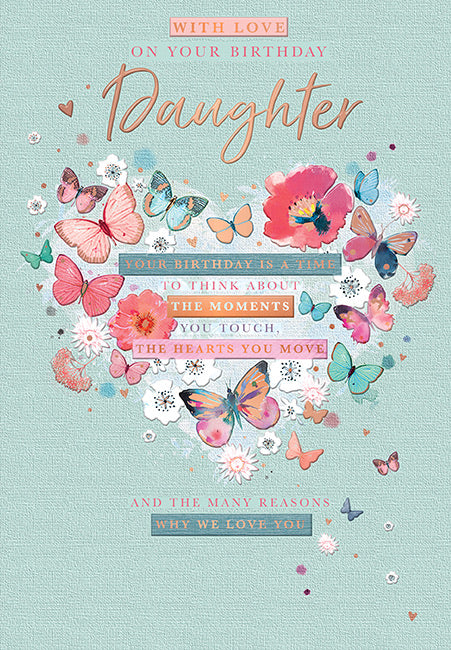 Daughter Birthday Card - Contemporary Butterfly Design