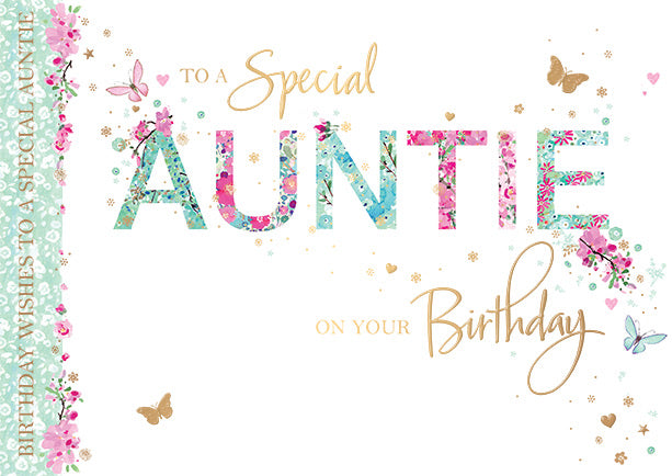 Auntie Birthday Card - Blossom Butterfly Design