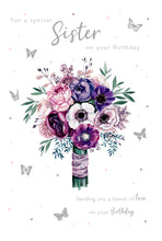 Load image into Gallery viewer, Sister Birthday Card - Flowers &amp; Butterfly Design
