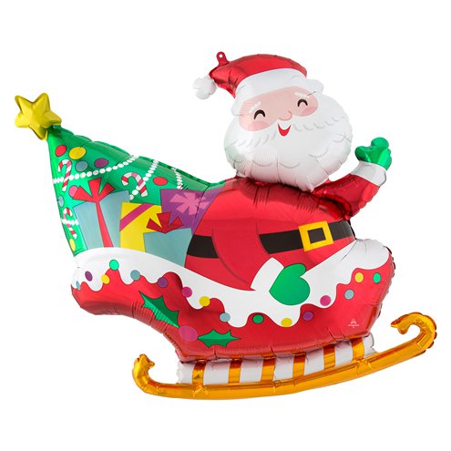 Supershape Santa & Sleigh Helium Foil Balloon - Christmas