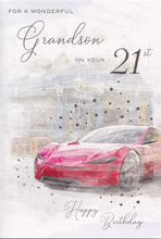 Load image into Gallery viewer, Grandson 21 Birthday Card - Contemporary Car Design
