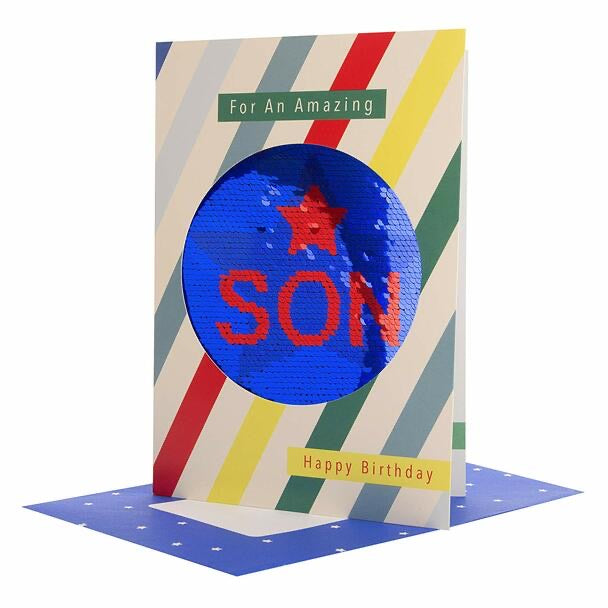 Son Birthday Card - Detachable Sequin Keepsake